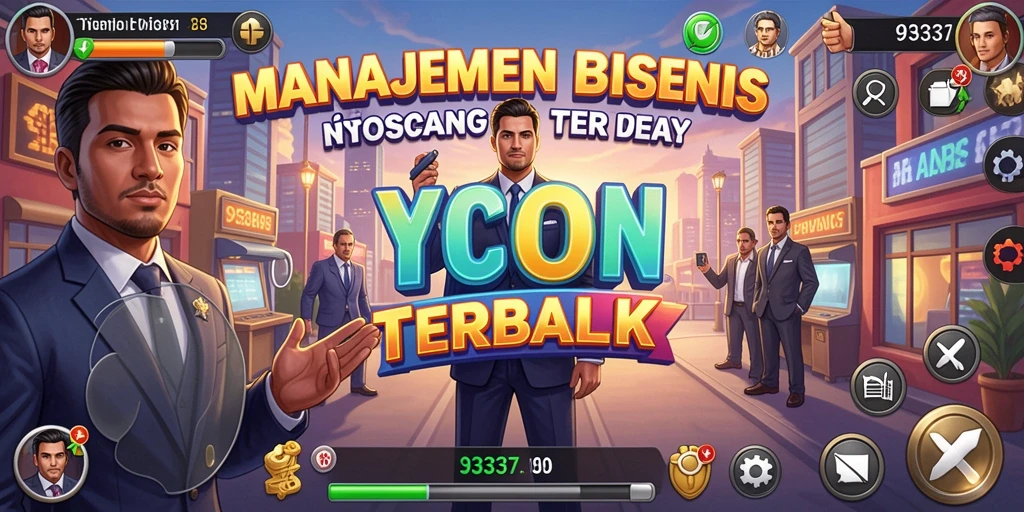 Screenshot utama menunjukkan berbagai aktivitas dalam gameplay Tycoon.