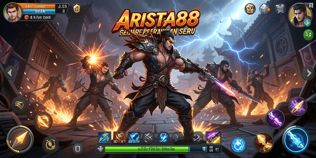 Tampilan gameplay ARISTA88 dengan aksi pertarungan yang mendebarkan.